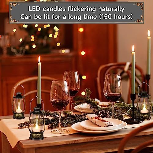 12Pcs Mini Lantern for Halloween Decor, 6Inch Small Lanterns for Western Garden Camping Party Decorations, Vintage Candleholders Table Centerpiece, Forest Christmas Wedding Decorations (Brass) - Image 4