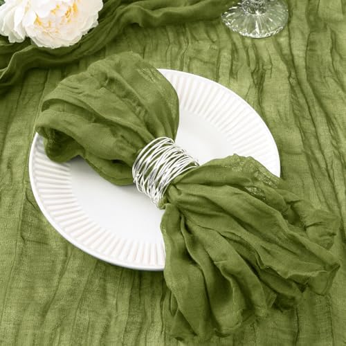 DeZerlor Olive Green Washable Cheesecloth Napkins Set of 12 for Party by DeZerlor