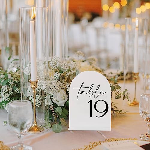 HOODO White Arch Wedding Table Numbers 1-20 with Stands, 5"x7" Arched Acrylic Signs and Holders, White Arch Table Numbers for Wedding Reception, Centerpiece, Party, Anniversary, Event - Image 6