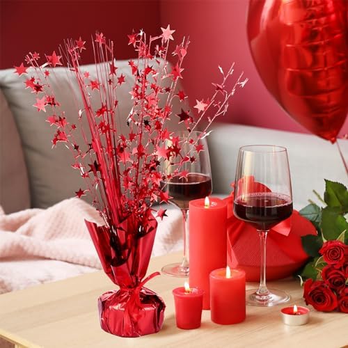 Crowye 3 Pieces Metallic Foil Spray Centerpiece Birthday Table Decoration Star Burst Centerpieces Graduation Table Decor for Birthday 2026 Party Holiday(Red) - Image 3