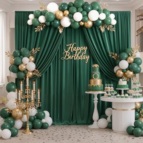 10x8 ft Wrinkle Free Hunter Green Backdrop Curtains for Parties, Thick Fabric Emerald Photo Backdrop Drapes Panels for Weddings Birthday Party Photography Background - Image 5