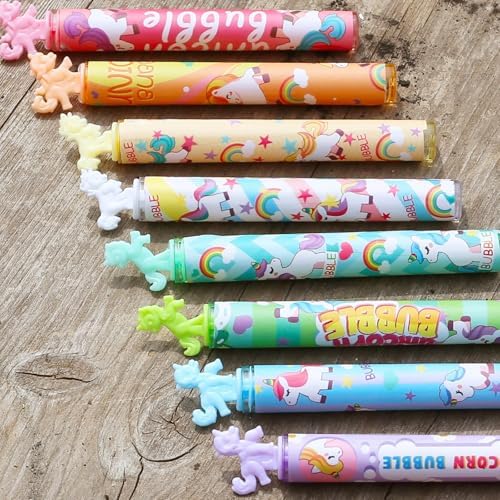 Unicorn Bubble Wand Bulk with Stickers, 32 Pack Birthday Party Favors Box - Image 7