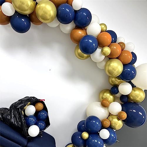 Isndare 35pc Navy Blue & Orange Balloons Set, Navy, Orange, White, Metallic Gold, Boys, Men, Space, Birthday, Wedding, Party Decorations - Image 6