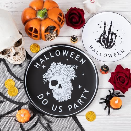 EjonirInjonir 150pcs Spooky Halloween Plates for Adult Party Black Plastic - Image 3