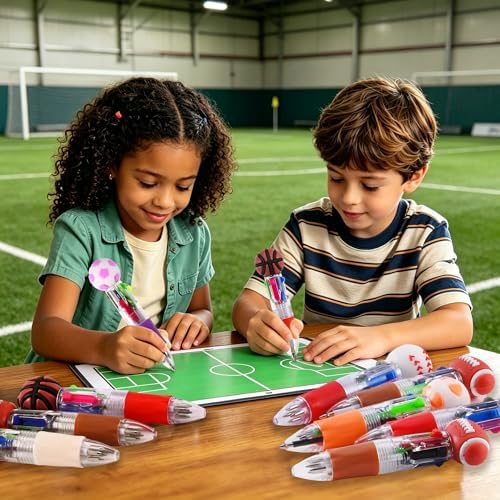 24Pcs Soccer Mini Multicolor Pens in One 4-in-1, Cute Pens Bulk for Party Favors and Birthdays, Ballpoint Pen Back To School Gifts Classroom Student Prizes - Image 7