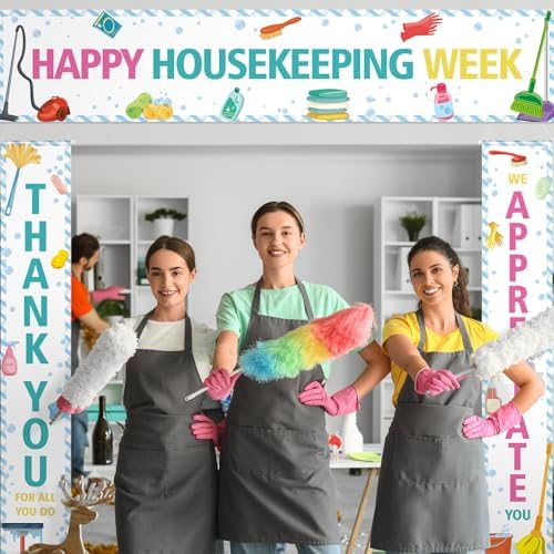 Smoothnovelty 3 Pcs Multicolor Housekeeping Week Banner - Image 5