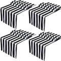 Tatuo 4 Pieces 12 x 72 Inch Black White Striped Table Runner Polyester by Tatuo