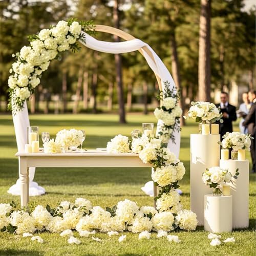 Auihiay 64Pcs Champagne Artificial Hydrangea Flowers,Silk Hydrangeas - Image 5