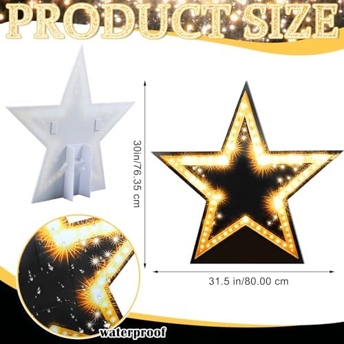 Leinuosen 4ft Star Starry Night Party Decorations Under the Stars Cardboard Cutout Stand-up Movie Night Awards Theme Prom Homecoming Wedding Party Backdrop Photo Prop Stand up Decor - Image 2