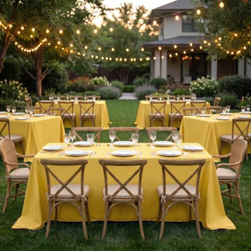 Fitable 6 Pack Yellow Tablecloths for Rectangle Tables, 90 x 156 Inch - Image 2