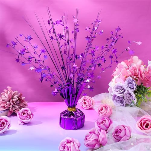 Crowye 18 Pcs Purple Foil Spray Centerpiece Table Decoration for Halloween - Image 2