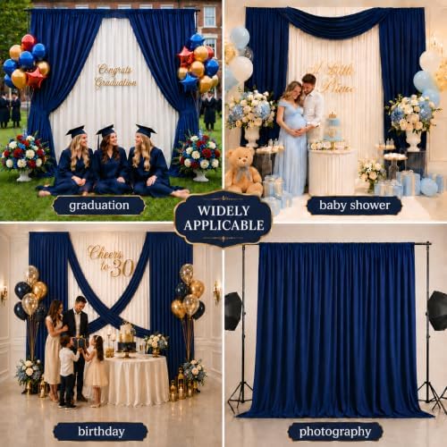 50x10 FT Navy Blue Backdrop Curtains for Weddings, Parties and Photo Booths - Image 6