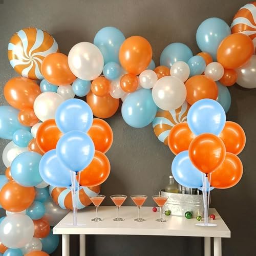 TONIFUL 4 Set Blue and Orange Balloon Stand Balloon Centerpieces for Table - Image 5