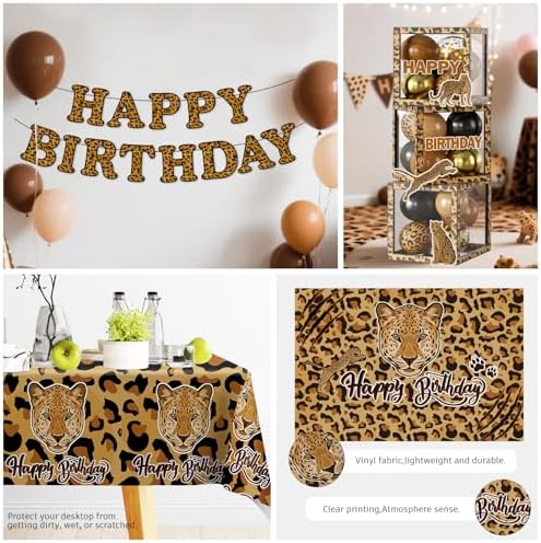 All-in-One Cheetah Print Birthday Decorations Balloons Arch and Plates Set - Image 6