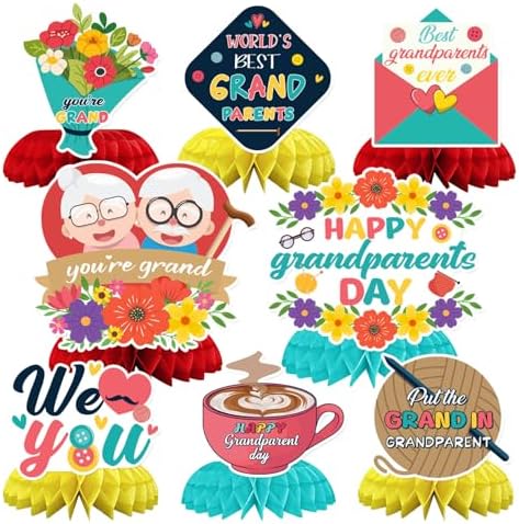 JULMELON 8 Pcs Grandparents Day Decorations, 3D Honeycomb Centerpieces by JULMELON