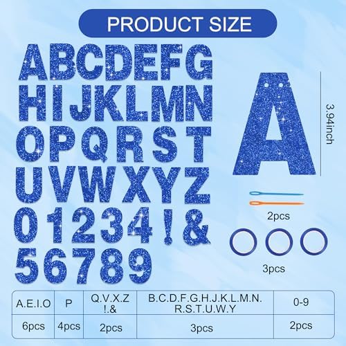 BEISHIDA Glitter Blue 116 PCS A-Z DIY Letter Custom Banner Party Decor - Image 2