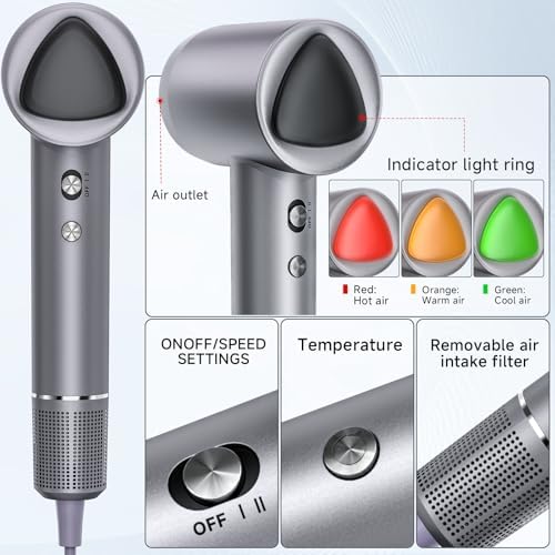Hair Dryer 160000 RPM Ionic, 500M Negative Ions, Lightweight for Travel - Image 4