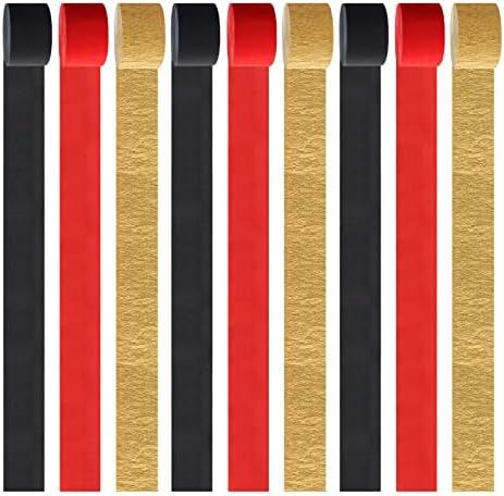 Red-Black Gold Casino-Theme Party-Decorations Streamers - 9 Rolls Graduation Wedding Birthday Baby Bridal Shower Crepe Tissue Paper Streamer Garland Decor Panduola - Image 4
