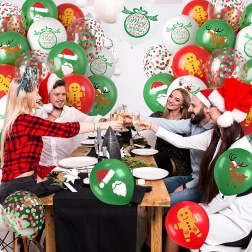 Christmas Balloons, Red Green for Xmas Santa New Year Holiday Party Decor - Image 6
