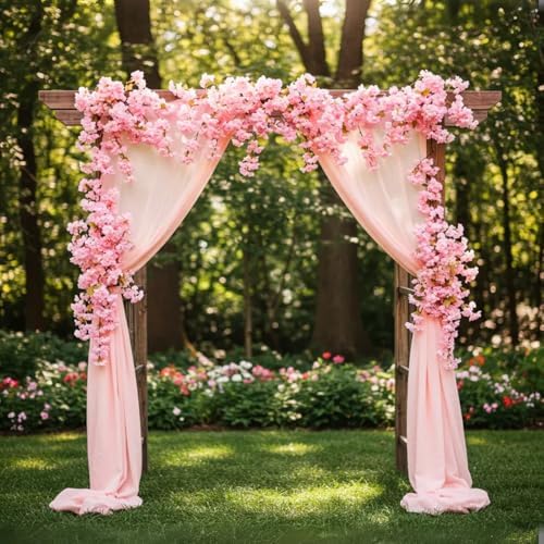 YRIOWMI 10PCS 59FT Artificial Silk Cherry Blossom Garland, Hanging Sakura Flower Vines for Wedding Party Home Arch Office Sakura Decor (Pink) - Image 4