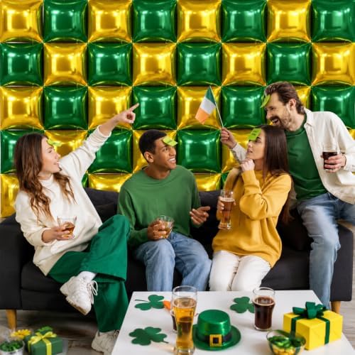 NISOCY 48PCS Christmas Balloon Green Gold Square Foil Balloon Wall Backdrop - Image 6