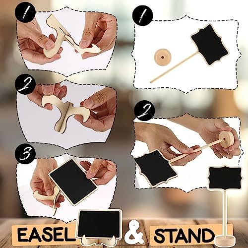 Mini Chalkboard Signs, 30 Pack Framed Small Chalk Board Food Labels with Easel Stand for Party Buffet or Wedding Celebration, Wooden Blackboard as Place Cards for Table Setting or Numbers (30) - Image 4