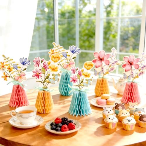 SUNBEAUTY Wildflower Baby Shower Table Decorations Wild Flowers Honeycomb Centerpieces for Garden Baby Shower Spring Floral Table - Image 2