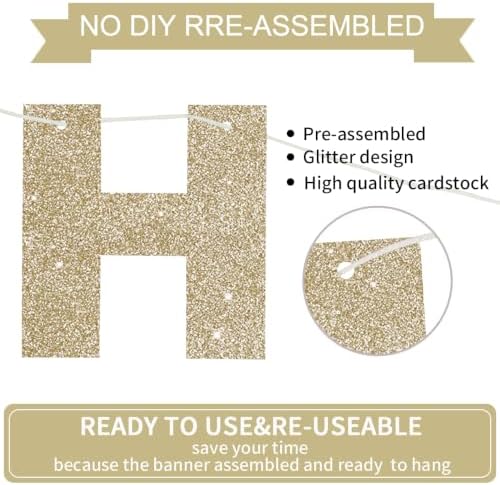 BEISHIDA Pre-Strung Glitter Champagne Happy Birthday Banner Party Decor - Image 2