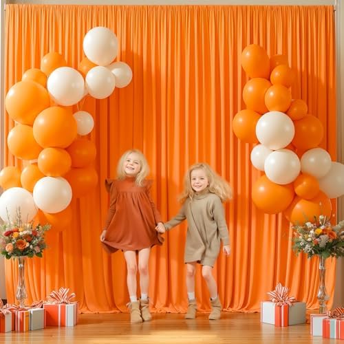 16x10FT Orange Backdrop Curtains for Wedding Parties, Wrinkle Free Polyester Photography Backdrop Drapes for Wedding Baby Shower Birthday Parties Stage Background Stand Decorations 4x10ft,4 Panels - Image 3