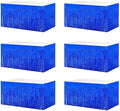 6 PCS Blue Metallic Foil Fringe Tinsel Table Skirts 9 Feet x 29.5 Inch by BEAIMUXI