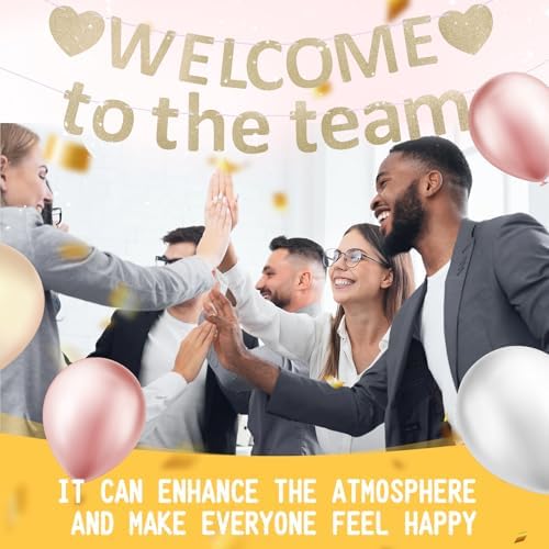 Pre-Strung Glitter Welcome to the Team Banner Welcome Banner Welcome Decorations for Office New Hire Events Corporate Onboarding & Team Building Parties (Champagne Gold) - Image 7
