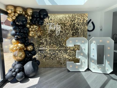 Light Gold Shimmer Wall Backdrop, 24pcs Sequin Panels - Image 4