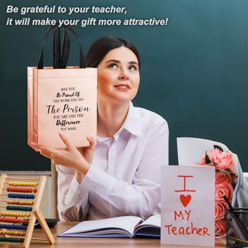 36 Pcs Thank You Reusable Gift Bags Employee Appreciation Gift Bags May You Be Proud Team for Employee Teacher Student Coworker Secretary Assistant Gifts(Rose Gold,10x8x4Inch) - Image 7