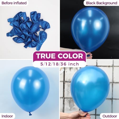 Bezente Pearl Blue Latex Party Giant Balloons 8 Pack 36 inch - Image 2