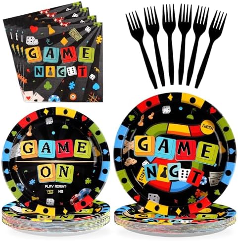 Greencian 96Pcs Game Night Party Supplies Serves 24 by Grencian