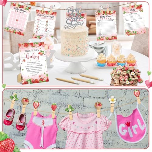 Patelai 321 Pcs Baby Shower Games Supplies, Strawberry - Image 6