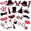 Zonon 24 Pcs Photo Booth Props Set Black Gold Birthday,Red and Black by Zonon