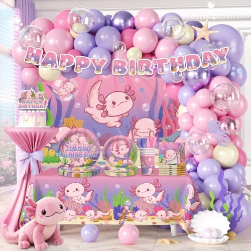 Axolotl Themed Birthday Party Supplies, Axolotl Party Decorations 205 Pcs by Unknown