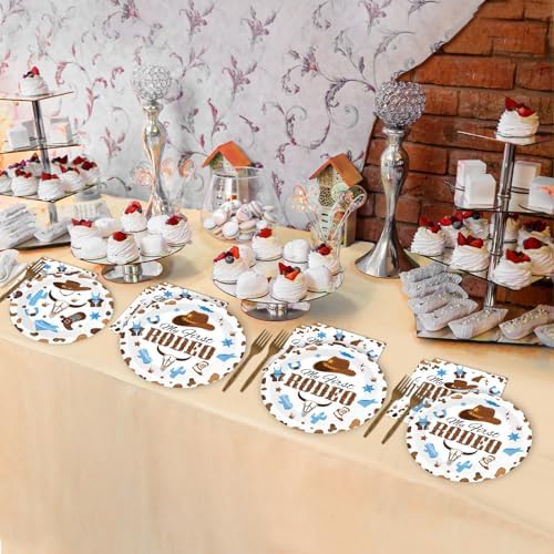 50 Guests My First Rodeo Birthday Party Supplies Decoration 1st Rodeo Party Birthday Plates and Napkins Forks Western Cowboy Tableware My First Rodeo Paper Plates for Boy Baby Shower Party 200PCS - Image 6