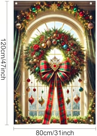 BlissYard Holiday Xmas Window Decor Cover 32x47 Inch Fabric - Image 3