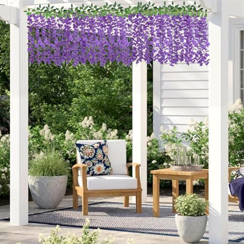 ZINHO 60 Branches Wisteria Hanging Flowers, Artificial Purple Wisteria Flowers Garland for Wedding Arch Ceremony Party Garden Home Backdrop Decor - Image 7