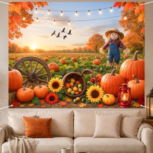BlissYard Fall Photo Background Scarecrow Sunflower Harvest 8x6ft - Image 4