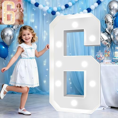 Pooqla 3 FT Marquee Numbers, Light Up Number 6 6th Birthday Decorations by Pooqla