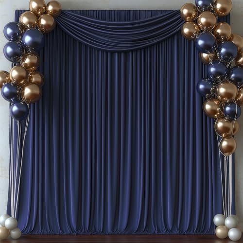 10x10FT Navy Blue Backdrop Curtains for Wedding Parties, Wrinkle Free Photo Backdrop Curtains for Wedding Birthday Party Baby Shower, Fabric Drape with Rod Pockets 5ft x 10ft, 2 Panels by Unknown