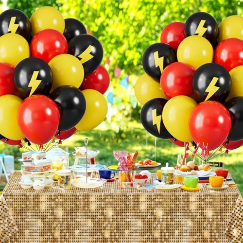 Red Yellow Black Balloons, Lightning Print Balloons for Race Car Party - Image 4
