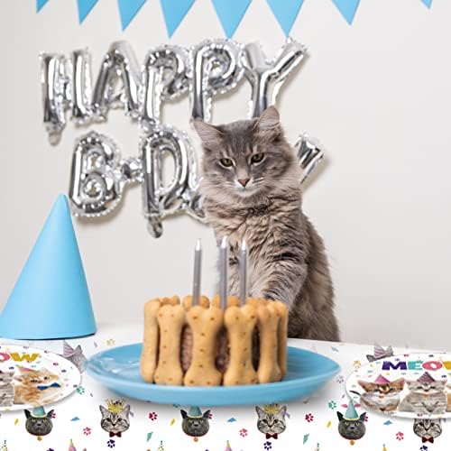41Pcs Cat Theme Party Supplies - Kitten Birthday Party Decorations Include 20 Paper Plates, 20 Napkins and 1 Tablecloth - Image 7