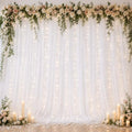 Ledido 10×8ft White Tulle Backdrop Curtains with Lights(2 Panels 5×8ft) by Ledido
