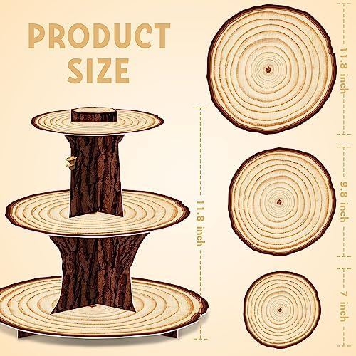 BenLouis Wooden 3Tier Cupcake Stand Birthday Party Decorations - Image 2