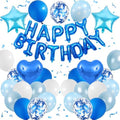 Blue Birthday Decorations for Boys Blue and White Happy Birthday Balloons by BTZO