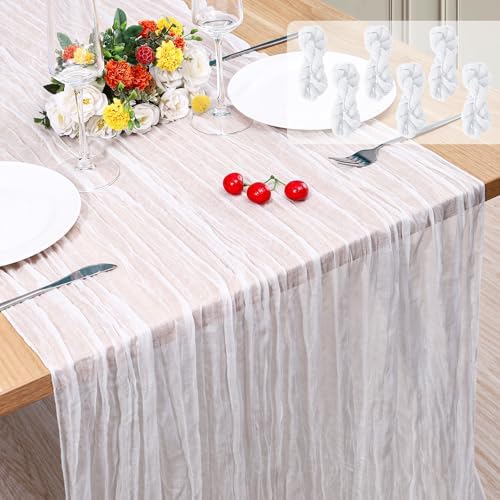 6 Pack Cheesecloth Table Runner 10Ft Christmas Gauze Boho Table Runners for Wedding Decor Bridal Shower Decorations Baby Shower Party(35" x 120") by Home